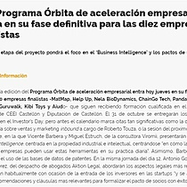 El II Programa rbita de aceleracin empresarial entra en su fase definitiva para las diez empresas finalistas